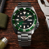 Seiko 5 Sports Automatic Analog Green Dial Silver Steel Strap Watch For Men - SRPD63K1