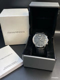 Emporio Armani Renato Chronograph Black Dial Black Leather Strap Watch for Men - AR8034