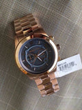 Michael Kors Runway Stop Hunger Quartz Blue Dial Rose Gold Steel Strap Watch For Men - MK8358