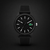Lacoste 12.12 Black Dial Black Silicon Strap Watch for Men - 2010986