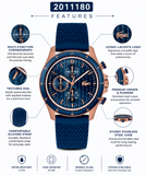 Lacoste Neoheritage Chronograph Blue Dial Blue Silicone Strap Watch for Men - 2011253