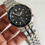 Fossil FB-01 Chronograph Black Dial Silver Steel Strap Watch for Men - FS5837
