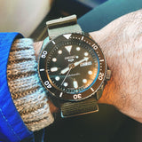 Seiko 5 Sport Automatic Black Dial Green Nylon Strap Watch For Men - SRPD65K4