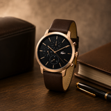 Lacoste Replay Chronograph Black Dial Brown Leather Strap Watch for Men - 2011257
