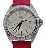 Tag Heuer Formula 1 Quartz Mother of Pearl Dial Red Leather Strap Watch for Women - WBJ131A.FC8253