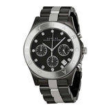 Marc Jacobs Blade Chronograph Black Dial Two Tone Steel Strap Watch for Women - MBM3179