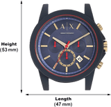 Armani Exchange Outerbanks Chronograph Blue Dial Blue Silicone Strap Watch For Men - AX1335