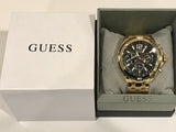 Guess Surge Chronograph Black Dial Gold Steel Strap Watch for Men - W1258G2