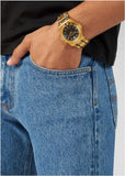 Versace Chain Reaction Quartz Black Dial Two Tone Steel Strap Watch for Men - VEDY00619