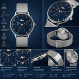 Lacoste Club Multifunction Blue Dial Silver Mesh Strap Watch for Men - 2011228