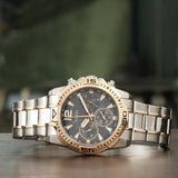 Guess Commander Chronograph Blue Dial Two Tone Steel Strap Watch for Men - GW0056G5