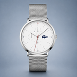Lacoste Moon Multifunction White Dial Silver Steel Strap Watch for Men - 2011025