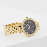 Michael Kors Mini Darci Quartz Black Dial Gold Steel Strap Watch For Women - MK3738