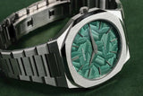 D1 Milano Ultra Thin Fir Green Dial Silver Steel Strap Watch for Men - D1-UTBJ34
