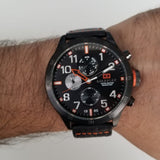 Tommy Hilfiger Trent Multifunction Black Dial Black Leather Strap Watch for Men - 1791136