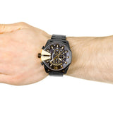 Diesel Mega Chief Chronograph Black Dial Black Steel Strap Watch For Men - DZ4338