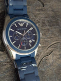 Emporio Armani Sigma Chronograph Blue Dial Blue Silicone Strap Watch for Men - AR6068