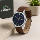 Lacoste Vienna Blue Dial Brown Leather Strap Watch for Men - 2011046