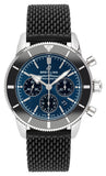 Breitling Superocean Heritage B01 Chronograph 44 Blue Dial Black Mesh Bracelet Watch for Men - AB0162121C1S1