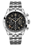 Breitling Super Avi B04 Chronograph GMT 46 P-51 Mustang Black Dial Silver Steel Strap Watch for Men - AB04453A1B1A1
