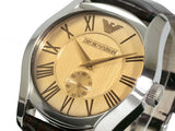 Emporio Armani Classic Beige Dial Brown Leather Strap Watch for Men - AR0645