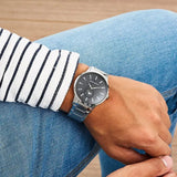 Emporio Armani Renato Quartz Black Dial Silver Steel Strap  Watch For Men - AR11118
