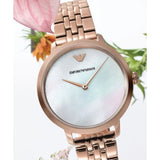 Emporio Armani Modern Mother of Pearl White Dial Rose Gold Steel Strap Watch for Women - AR11158