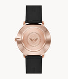 Emporio Armani Modern Slim Analog Silver Dial Brown Leather Strap Watch For Men - AR11163