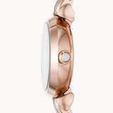 Emporio Armani Gianni T-Bar Mother of Pearl Dial Rose Gold Steel Strap Watch For Women - AR11203