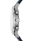 Emporio Armani Giovanni T Bar Chronograph Quartz Blue Dial Blue Leather Strap Watch For Men - AR11226