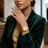 Emporio Armani Federica Gold Dial Gold Steel Strap Watch for Women - AR11607
