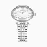 Emporio Armani Gianni T-Bar Mother of Pearl Dial Silver Steel Strap Watch for Women - AR11701