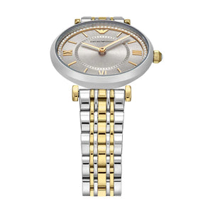 Emporio Armani Gianni T-Bar Beige Dial Two Tone Steel Strap Watch for Women - AR11702