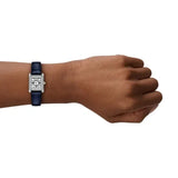 Emporio Armani Genni White Dial Blue Leather Strap Watch for Women - AR11718