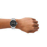 Emporio Armani World Explorer Solar Black Dial Silver Steel Strap Watch for Men - AR11787