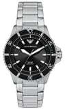 Emporio Armani World Explorer Solar Black Dial Silver Steel Strap Watch for Men - AR11787