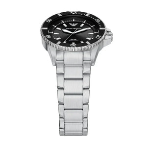 Emporio Armani World Explorer Solar Black Dial Silver Steel Strap Watch for Men - AR11787