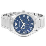 Emporio Armani Chronograph Quartz Blue Dial Silver Steel Strap Watch For Men - AR11082