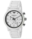 Emporio Armani Luigi Chronograph Ceramic White Dial White Ceramic Strap Watch For Men - AR1499