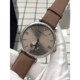 Emporio Armani Gianni Silver Dial Brown Leather Strap Watch for Men - AR1675