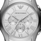 Emporio Armani Velente Chronograph Quartz Silver Dial Silver Steel Strap Watch For Men - AR1702