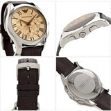 Emporio Armani Valente Chronograph Brown Dial Brown Leather Strap Watch For Men - AR1785