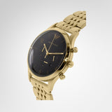 Emporio Armani Classic Chronograph Black Dial Gold Steel Strap Watch For Men - AR1893