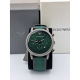 Emporio Armani Luigi XLarge Chronograph Green Dial Green Fabric Strap Watch for Men - AR1950