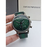 Emporio Armani Luigi XLarge Chronograph Green Dial Green Fabric Strap Watch for Men - AR1950