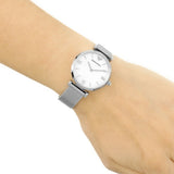 Emporio Armani Gianni T Bar Mother of Pearl Dial Silver Steel Strap Watch For Women - AR1955