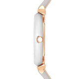 Emporio Armani Gianni T Bar Quartz Mother of Pearl Dial White Leather Strap Watch For Women - AR1965