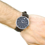 Emporio Armani Renato Large Black Dial Brown Leather Strap Watch for Men - AR2480