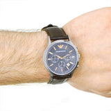 Emporio Armani Renato Chronograph Grey Dial Brown Leather Strap Watch For Men - AR2513