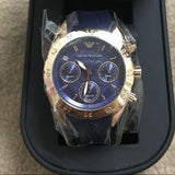 Emporio Armani Sportivo Chronograph Blue Dial Blue Silicone Strap Watch for Women - AR5939